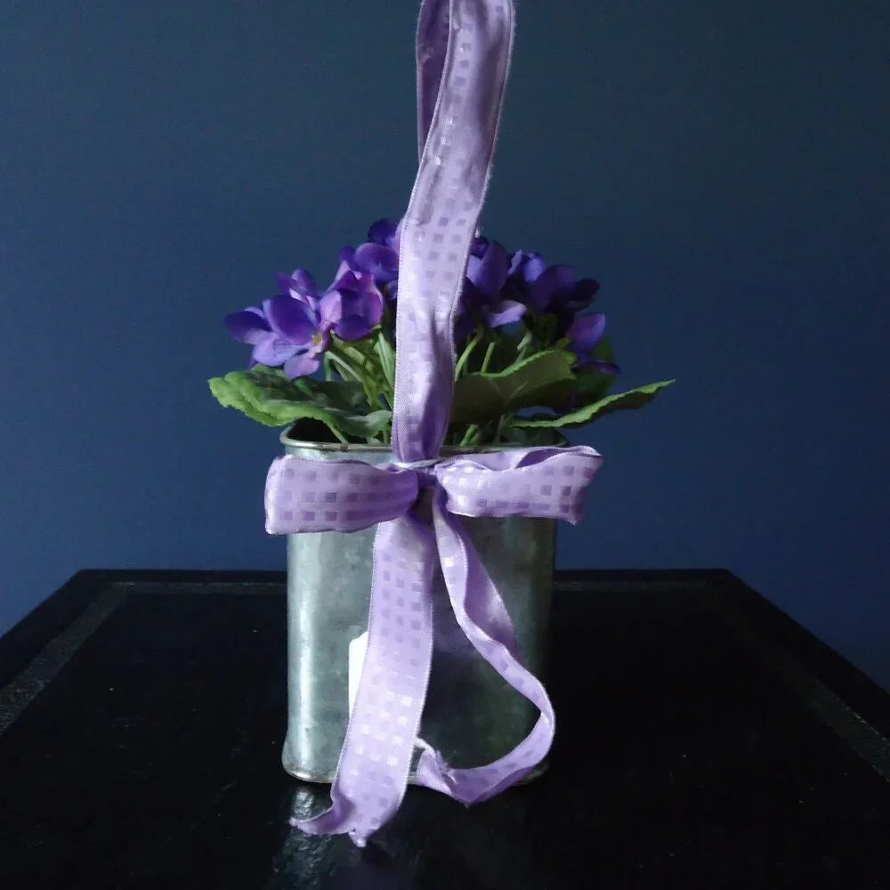 Violet Plant Faux in Metal Container